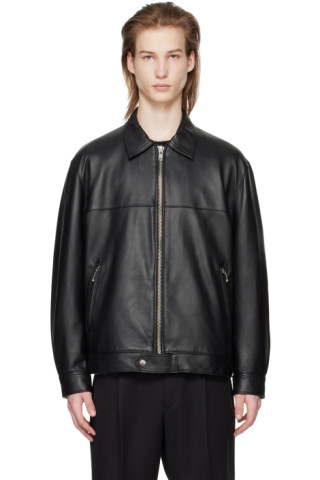 WACKO MARIA: Black Zip Leather Jacket | SSENSE WACKO MARIA: Black Zip Leather Jacket | SSENSE