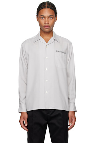 Gray 50's Open Collar Shirt by WACKO MARIA on Sale Gray 50's Open Collar Shirt by WACKO MARIA on Sale