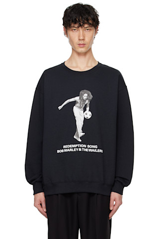 WACKO MARIA: Bob Marleyコレクション ブラック クルーネック WACKO MARIA: Bob Marleyコレクション ブラック クルーネック