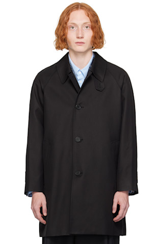 Black Half Mac Coat by Dunst on Sale