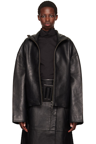 【関税込み】REMAIN Birger Christensen ジャケット Black Bonded Box-Fit Leather Jacket by REMAIN Birger