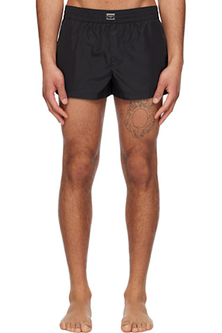 Dolce&Gabbana: ブラック Tag Short スイムショーツ | SSENSE 日本