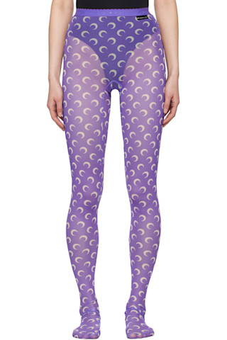 【関税込み】Marine Serre パープル All Over Moon レギンス Purple Recycled Moon Mesh Tights by Marine Serre on Sale