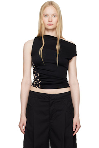 Marine Serre ブラック Scarves トップス☆関税・送料込み☆ SSENSE Exclusive Black Soft Jersey Draped Top by Marine