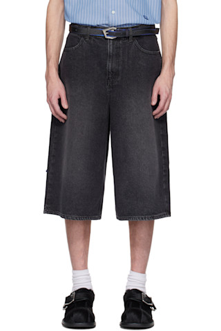 ADERERROR◆Sig; TRS Tag shorts 01 ADER error: Black Sig; TRS Tag 01 Denim Shorts | SSENSE