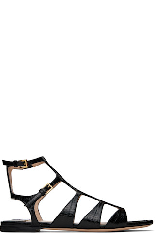 【TOM FORD】Printed Tejus Sandals ブラック Black Printed Tejus Sandals by TOM FORD on Sale