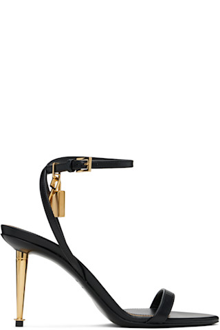 TOM FORD【パーフォレーションサンダル☆ブラック】関税送料込 TOM FORD: ブラック Padlock Pointy Naked ヒールサンダル