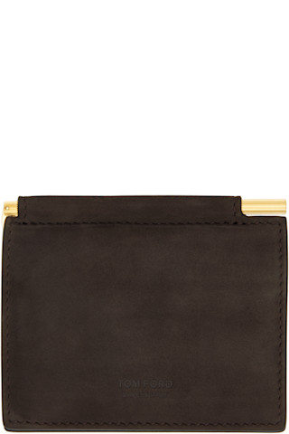 TOM FORD ブラウン ヌバック マネークリップ カードケース TOM FORDのブラウン ヌバック マネークリップ 二つ折りカード