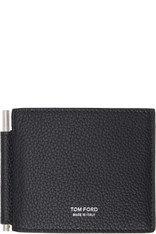 TOM FORD グレインレザー マネークリップ ウォレット TOM FORD: ブラック グレインレザー マネークリップ ウォレット
