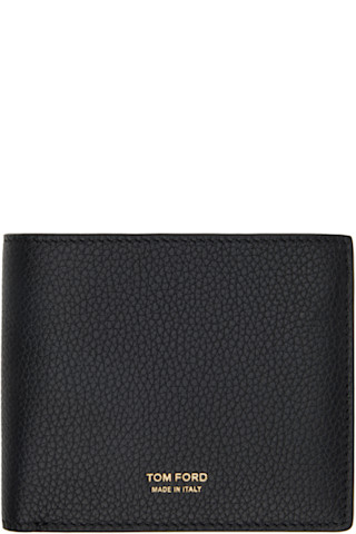 【送料関税込】TOMFORD グレインレザー クラシック 二つ折り財布 TOM FORD: ブラック グレインレザー クラシック 二つ折り財布