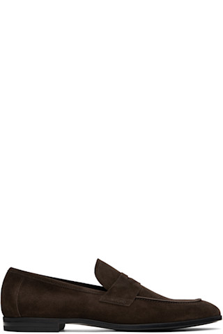 Brown Suede Sean Twisted Band Loafers by TOM FORD on Sale display picture 1