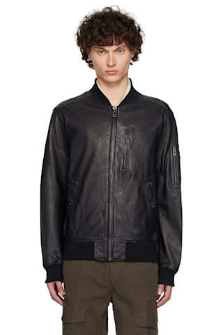 Belstaff: Black Marker Leather Bomber Jacket | SSENSE