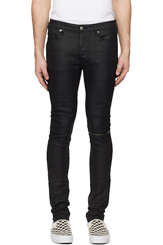 Black Van Winkle Waxed Caged Jeans by Ksubi on Sale
