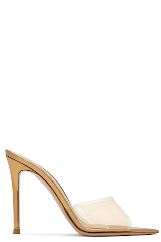 Gold Elle 105 Mules by Gianvito Rossi on Sale