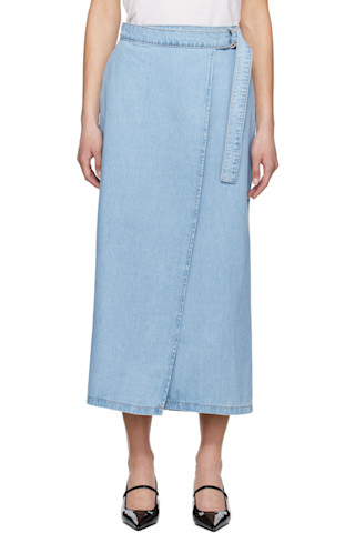 【Levi's】ブルー コラム ラップ デニム マキシスカート 251099F093004_1.jpg