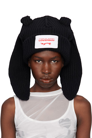 Charles Jeffrey LOVERBOY: Black Chunky Rabbit Beanie | SSENSE Charles Jeffrey LOVERBOY: Black Chunky Rabbit Beanie | SSENSE