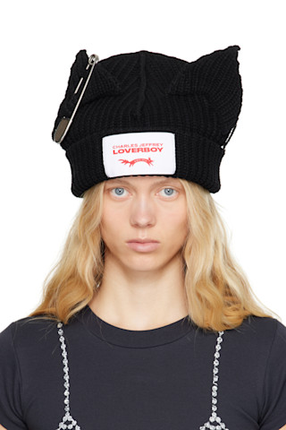 CHARLES JEFFREY LOVERBOY PUNK EARS ビーニー Charles Jeffrey LOVERBOY SSENSE Exclusive Black Punk Ears