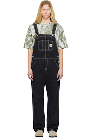 Carhartt Work In Progressのブラック ストレート ビブ デニム