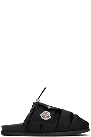 【関税&送料込み】Moncler Mon Pocket Slippers Moncler: Black 'Mon Pocket' Slippers | SSENSE