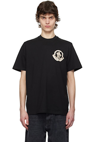 【関税込み】Moncler ブラック Archivio Creativo Tシャツ 251111M213063_1.jpg