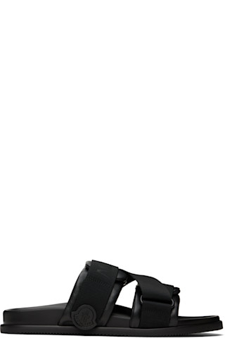 VIP☆関税・送料込み【MONCLER】Mon Summerサンダル Moncler: ブラック Mon Summer サンダル | SSENSE 日本