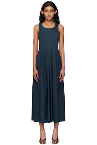 【関税込み】Max Mara ネイビー Moira ミディアムワンピース Max Mara: ネイビー Moira ミディアムワンピース | SSENSE 日本