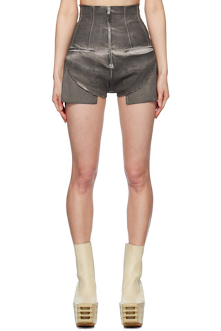 ショートパンツ RICK OWENS Women Shorts Burmudas RP02D3301HY 78 GREY Gray Hollywood Dirt Cutoffs Denim Shorts by Rick Owens