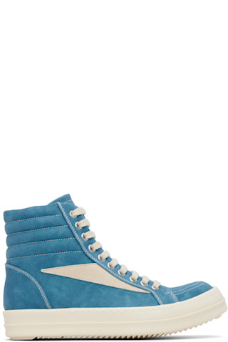【Rick Owens DRKSHDW】ブルー Hollywood Vintage High Sneaks Blue Hollywood Vintage High Sneaks Sneakers by Rick Owens