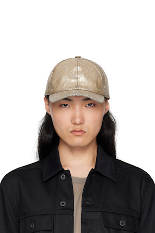 Rick Owens DRKSHDWのゴールド Megacrust デニム ベースボールキャップ