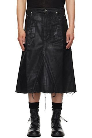 Rick Owens DRKSHDW: ブラック Hollywood Godet デニム Rick Owens DRKSHDW: ブラック Hollywood Godet デニム
