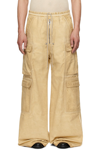 Rick Owens DRKSHDW: Beige Hollywood Double Cargo Jumbo Belas Rick Owens DRKSHDW: Beige Hollywood Double Cargo Jumbo Belas