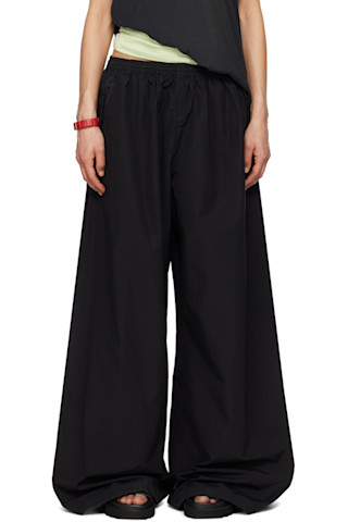 【関税込み】Acne Studios ブラック ジャージ ラウンジパンツ Acne Studios: ブラック リラックスフィット ラウンジパンツ
