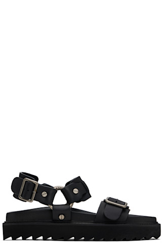 Black Leather Buckle Sandals by Acne Studios on Sale