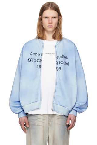 Acne Studios: ブルー ロゴ ジップセーター | SSENSE 日本 Acne Studios: ブルー ロゴ ジップセーター | SSENSE 日本