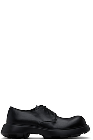 Acne Studios: ブラック レザー レースアップ スニーカー Acne Studios: ブラック レザー レースアップ スニーカー