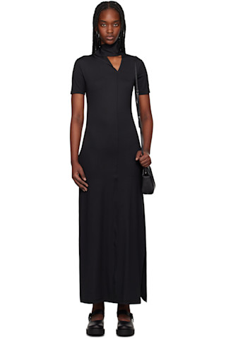 Black Fitted Closure Maxi Dress by Y-3 on Sale