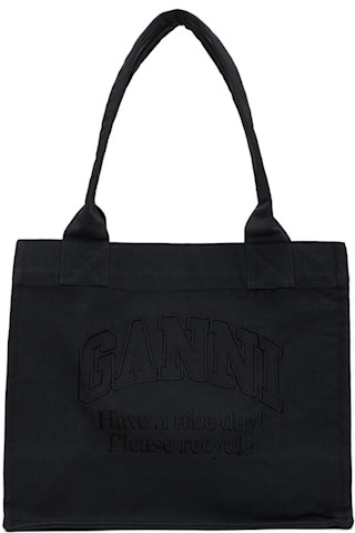 【関税込み】GANNI グレー ラージ キャンバス トートバッグ 251144F049003_1.jpg