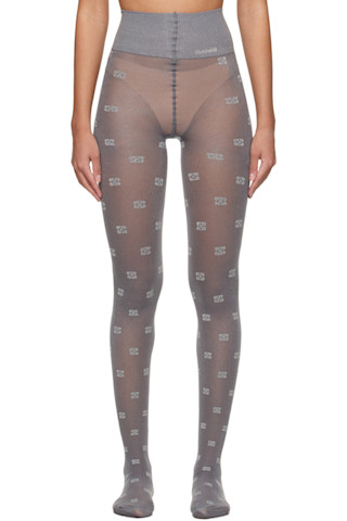 【GANNI】 Butterfly Lace Tights ※送関込 Gray Glitter Butterfly Lace Tights by GANNI on Sale