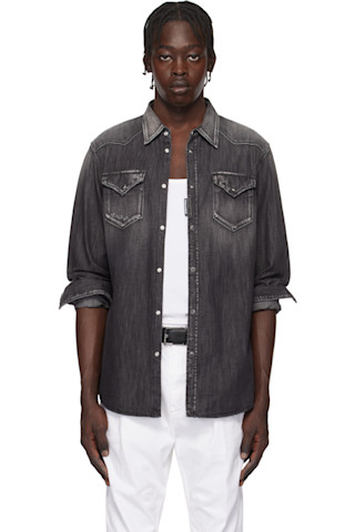 Tシャツ・カットソー D SQUARED2 Black denim Classic Western shirt Black Classic Western Denim Shirt by Dsquared2 on Sale