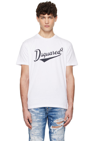 関税送料込【DSQUARED2】COOL FIT T-SHIRT コットン ホワイト White Cool Fit Velvet Logo T-shirt by Dsquared2 on Sale