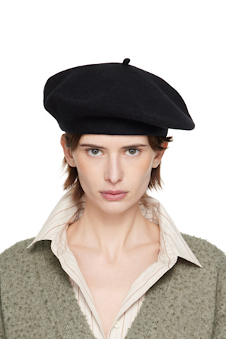 【関税＆送料込み】Maison Margiela Four-Stitch Wool Beret Maison Margiela Black Four Stitches Beret Maison Margiela