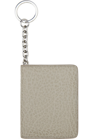 Maison Margiela: Gray Four Stitches Keyring Card Holder | SSENSE Maison Margiela: Gray Four Stitches Keyring Card Holder | SSENSE