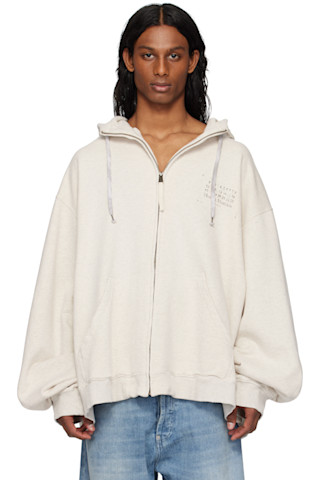 Maison Margiela: Off-White Stamp Logo Zip Hoodie | SSENSE Maison Margiela: Off-White Stamp Logo Zip Hoodie | SSENSE