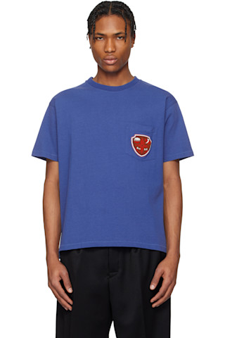 【関税込み】Bode ブルー Crest ポケットTシャツ 251169M213010_1.jpg