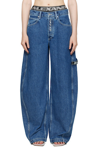 Alexander Wang ☆Wide Logo Elastic Prestyle Rounded ジーンズ 251187F069013_1.jpg