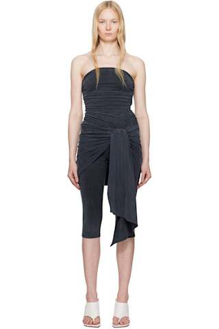 オールインワン・サロペット Alexander Wang SS25 Knot suit (1CC2257217 020) Gray Pre-Styled Wrap Catsuit by Alexander Wang on Sale