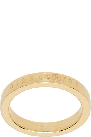 【関税込み】MM6 Maison Margiela ゴールド Minimal Logo リング Gold Minimal Logo Ring by MM6 Maison Margiela on Sale