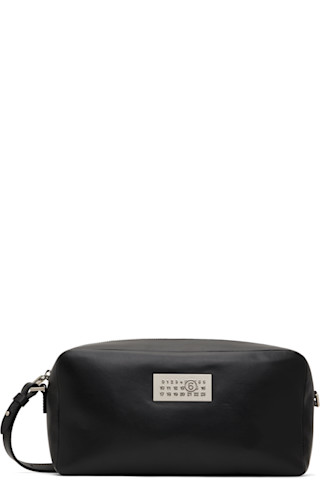Black Soft Leather Numeric Bag by MM6 Maison Margiela on Sale