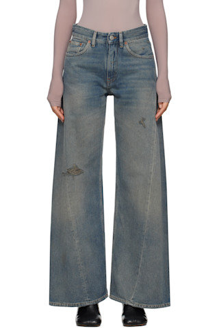 Blue Distressed Jeans by MM6 Maison Margiela on Sale