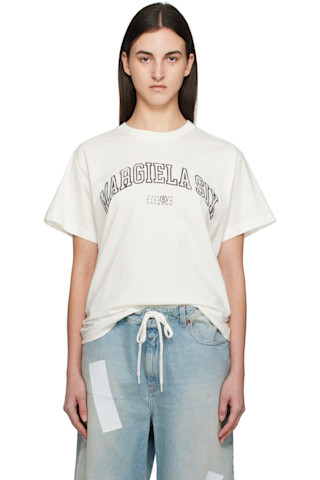 Tシャツ・カットソー MM6 Maison Margiela Maxi Print T-shirt White Varsity Print T-shirt by MM6 Maison Margiela on Sale